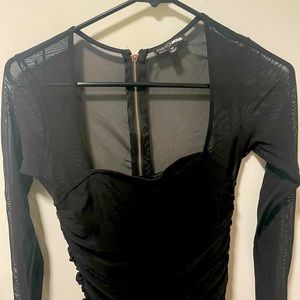 Mesh black mini dress